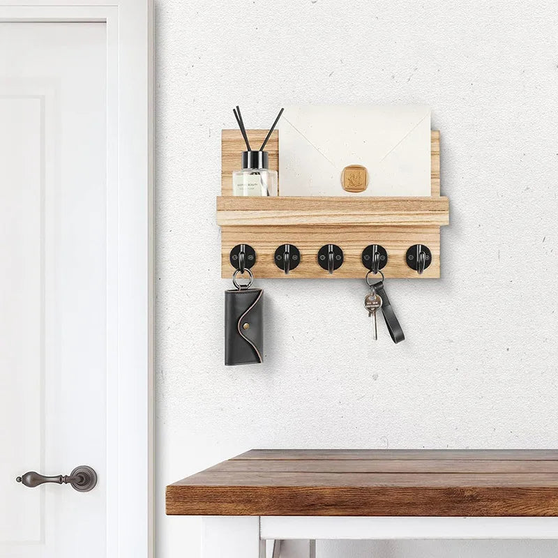 Wooden Key Holder Shelf