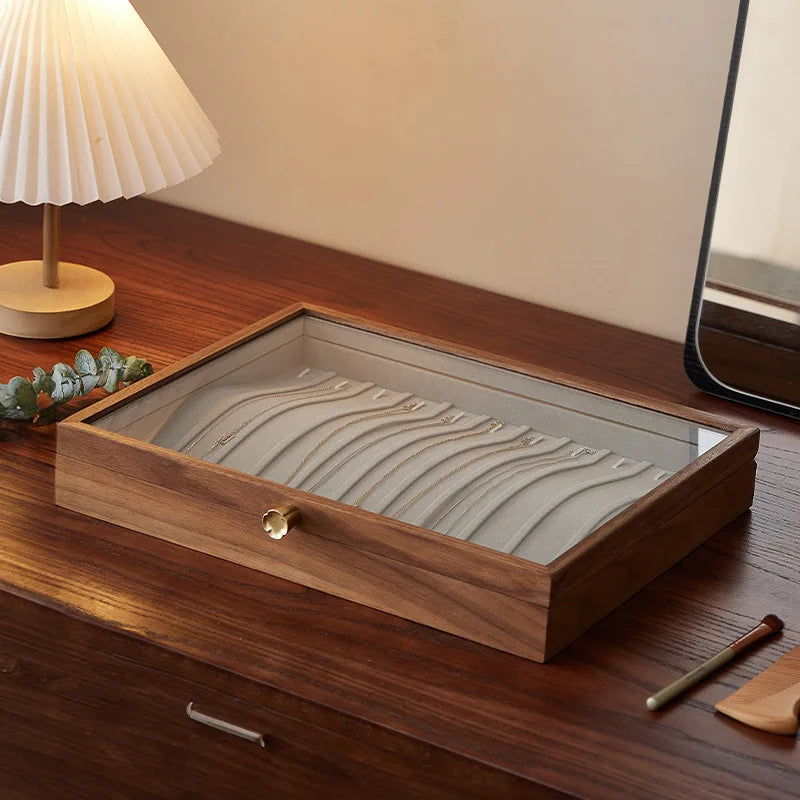 Walnut Glass Jewelry Box