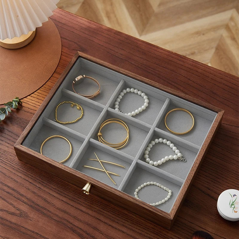 Walnut Glass Jewelry Box