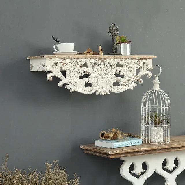 Carved Wooden Wall Shelf