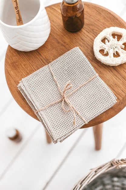 Natural Linen Waffle Towel Set